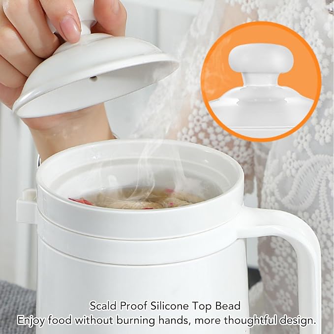 Asixxsix Electric Stew Cup, 500ml Portable Ceramic Soup Pot with Spoon, for Office Dormitory Apartment, 70W Low Power Consumption, One Key Control, for Porridge Soup Noodle Tea