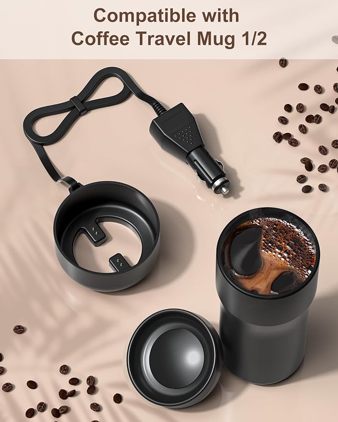 Car Charger Compatible with E M BER Travel Mug 2+, Charging Coaster Compatible with 12 OZ Temperature Control Smart Travel Mug Stainless Steel