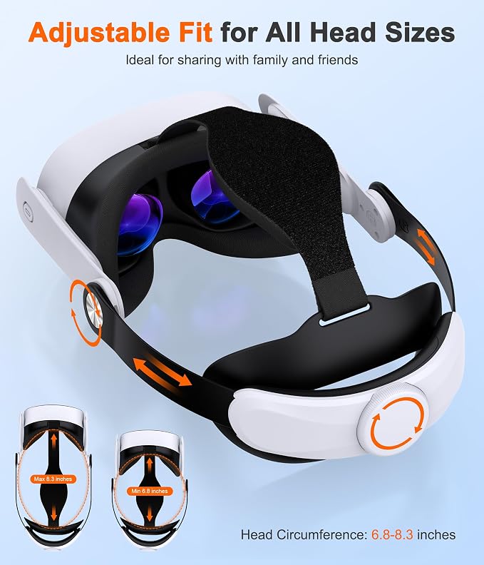 Head Strap for Meta Quest 3S/Quest 3/Quest 2 – Adjustable Lightweight VR Headset Strap with Enhanced Support, Elite Strap Replacement for Comfortable and Stable VR Gaming Experience