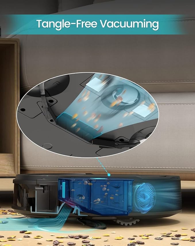 Lefant Robot Vacuum Cleaner, 120 Mins Runtime, Compact Design, Low Noise, Powerful Suction, Wi-Fi/App/Voice Control, Self-Charging, Scheduled Cleaning, Ideal for Pet Hair and Hard Floors, M210 Black