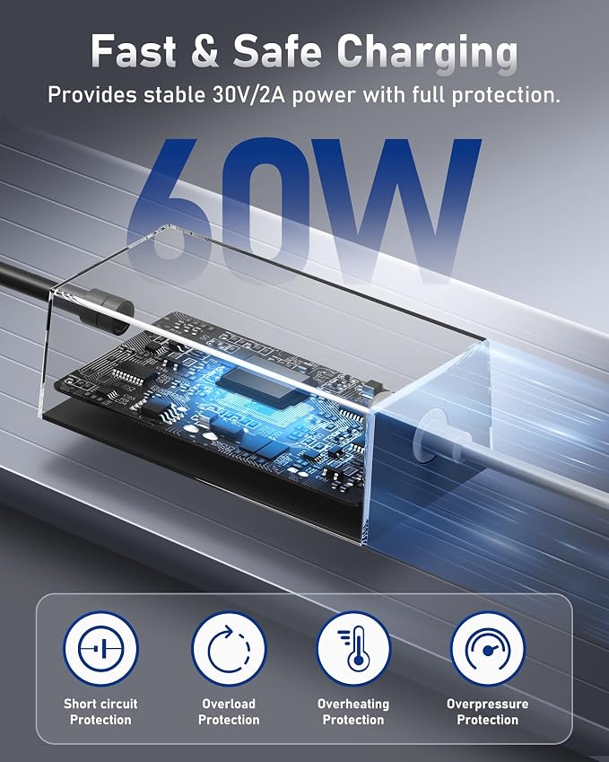 Starlink Mini Power Supply with 1.8M AC Cord – 30V 2A 60W Upgraded Replacement AC Charger, Fast Charging Power Adapter Compatible with Starlink Mini DC to DC Cable for Home, RV, Camping & Outdoor Use