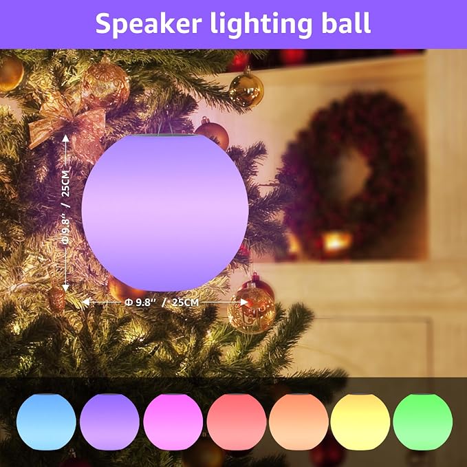 FUYO Decorative Lamp with Speaker with RGB Waterproof, Portable Night Light, Outdoor Table Lamp wiht Speaker, Floating Pool Light Outdoor Speaker for Indoor Patio