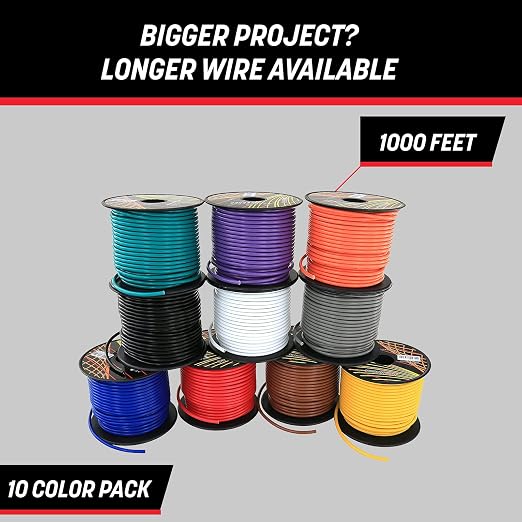 GS Power 600ft CCA 16 Gauge Wire Automotive, 100ft Spool-6 Colors, 16 AWG 12v Low Voltage, Speaker Electrical Wire Low Voltage Primary for Car Stereo Audio Trailer Harness Hookup Wiring LED Light DIY