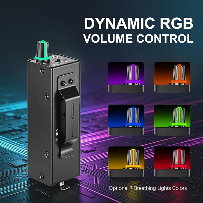 P2-Pro Portable in Ear Monitor Amplifier, Headphone Amp with XLR/TRS Inputs 3.5mm Output, Headphone Amplifier with Durable Belt Clip, Stereo/Mono Switch for Drummers, Guitar, Keyboardists