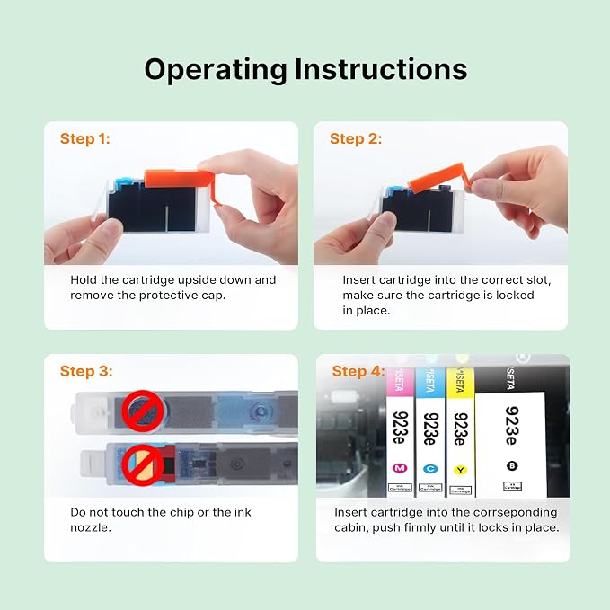 923XL 923 Ink Cartridges Combo Pack: Replacement for HP 923 Black, Cyan, Magenta, Yellow Ink Cartridges (4-Pack) | Works with HP OfficeJet Pro 8130e, 8135e, 8138e, 8139e, 8125e, 8122e, 8120, 8124e