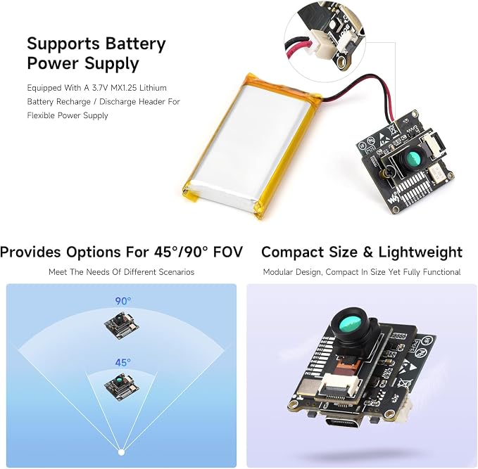 Waveshare ESP32-S3 IR Thermal Imaging Camera Module, Type-C Port, 80×62 Pixels, 90 ° Field of View Angle