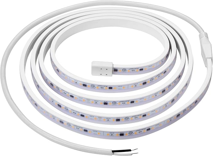 Maxxima 96 in. Hardwired LED Under Cabinet Strip Light, 3680 Lumens, 3000K Warm White, Kitchen and Living Room 120V White Cove Lighting, No Power Supply Needed