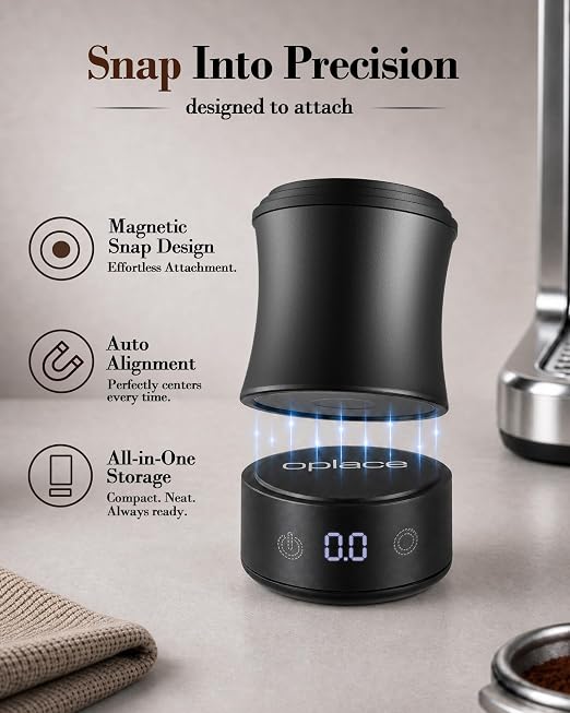 Digital Coffee Scale with Timer, 2-in-1 Espresso Scale & Coffee Dosing Cup, Magnetic Design Fits 54mm & 58mm Portafilter, Rechargeable, Max 500g/0.1g Precision, Auto-Off Setting, Black