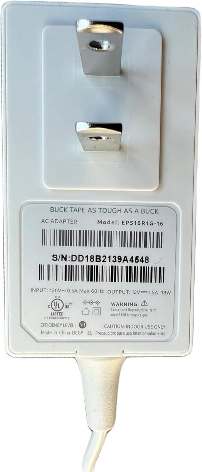 Buck AT&T AirTies 4971 EPS18R1G-16 Replacement OEM Power Adapter, Compatible with Wireless Access Points and Other Devices, Compact and Durable Design - 12V-1.5A 18W Output