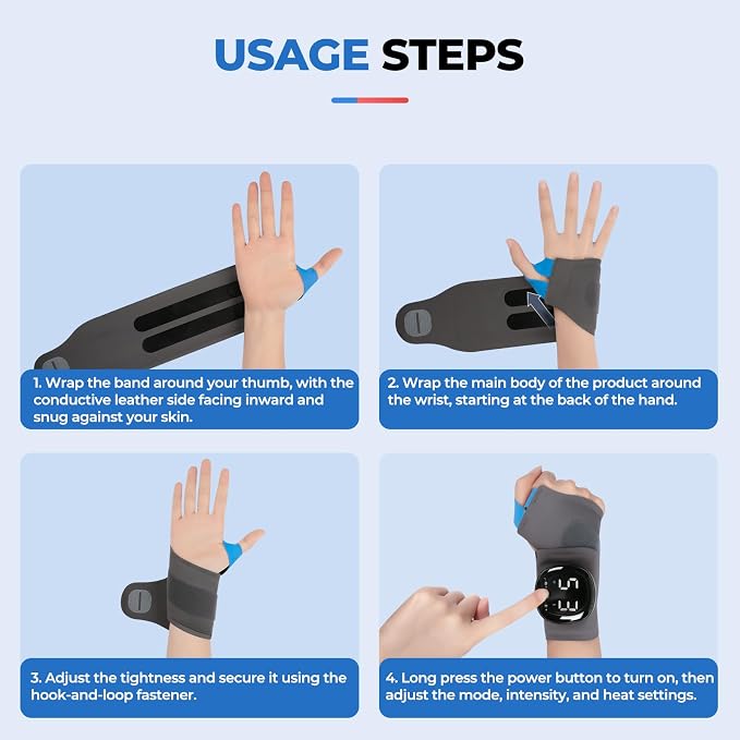 Hand Massager with Heat, Cordless Wrist Supports Brace - Relief for Carpal Tunnel, Arthritis & Tendonitis, Left/Right Hand, Gray, L