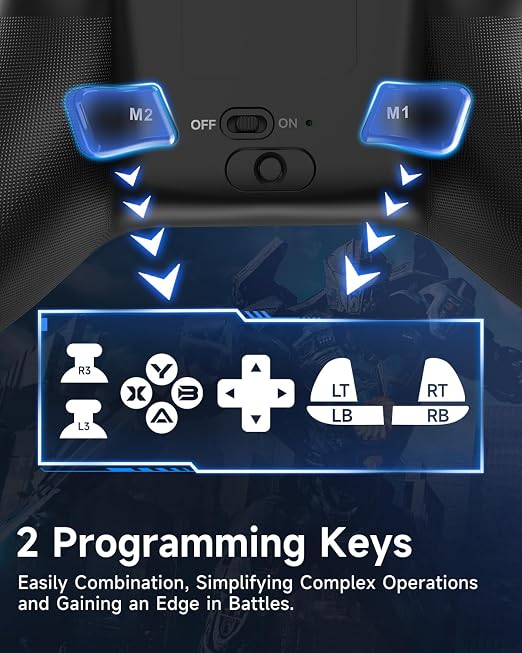 EasySMX X15 Wireless PC Controller with Hall Effect Joysticks & Triggers, RGB Lighting, 2 Back Buttons, 1000mAh Battery, Bluetooth Game Controller for Windows PC, Steam, Switch & Android