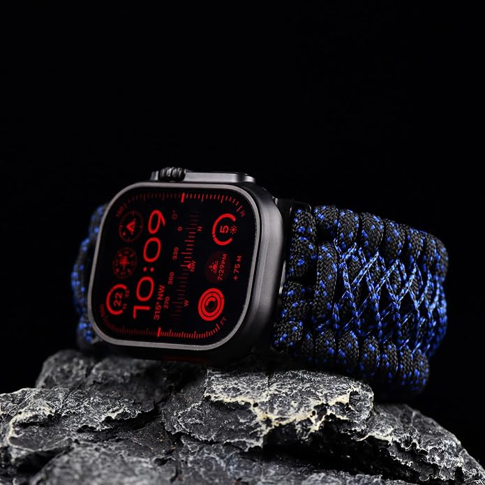 Tefeca Titan Series Paracord Band Compatible with Apple Watch Ultra 2/49mm, Series 10/46mm, 9/8/7/45mm, SE2/SE/6/5/4/44mm, and 3/2/1/42mm