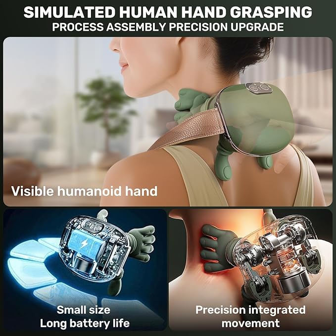 TREEFIA Shoulder and Neck Massager with Heat Heated Massager, Neck Massager with Fingers, Shoulder Massager with Hands, Simulates a Real Palm Massage for Comfort, Relax Muscle Tension