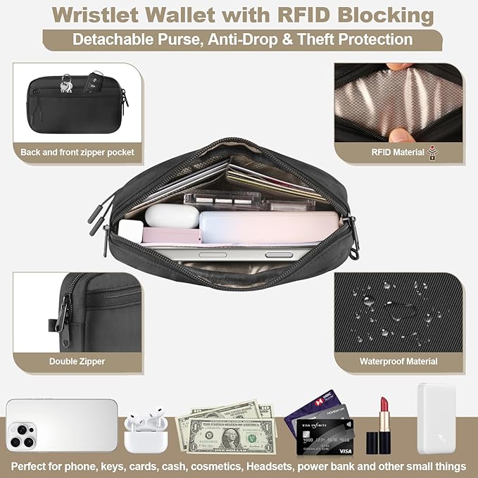 YFWE Phone Strap Crossbody, Clip and Go Strap for Phone with Wallet Crossbody, Adjustable Phone Lanyard Belt Strap with Detachable RFID Wristlet Wallet (XL)