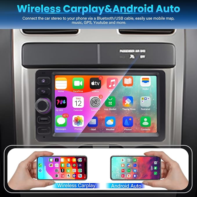 8 Core 4+64G Car Stereo Radio for Chevy Chevrolet Silverado Tahoe 2003-2006, GMC Sierra Yukon 2003-2006, Hummer 2003-2006, 7'' Radio with Wireless CarPlay/Andriod Auto/WiFi/Bluetooth/Backup Camera/GPS