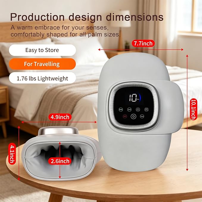 Hand Massager with Heat and Compression for Arthritist Women and Men,Cordless Electric Hand held Massager for Arthritis and Carpal Tunnel, with Touchscreen & Palm Roller