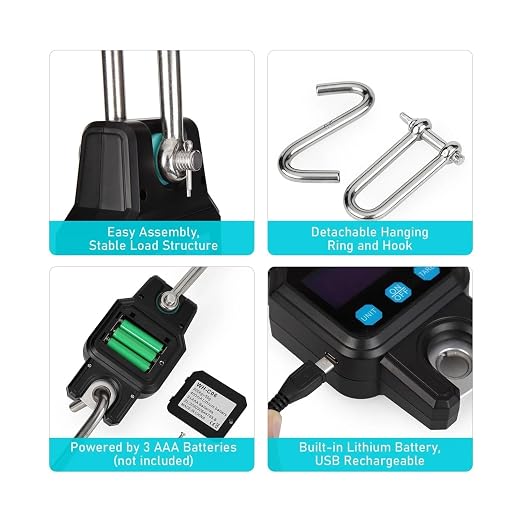 Hanging Scale, 300KG/ 600LB Heavy Duty Crane Scale Digital Electronic Hanging Weigher Rechargeable Industrial Hook Scales Unit Switch for Gym,Hunting,Travelling