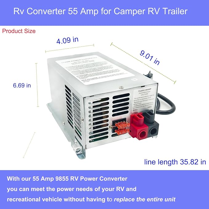 𝟐𝟎𝟐𝟔 𝐔𝐩𝐠𝐫𝐚𝐝𝐞 WF-9855 55 Amp Power Converter, Rv Power Converter, WF-9855-AD, Replace for RV Trailer Camper 9800 Series, WF-9855-AD, 55 Amp Power Converter for Rv, 5 Years Warranty