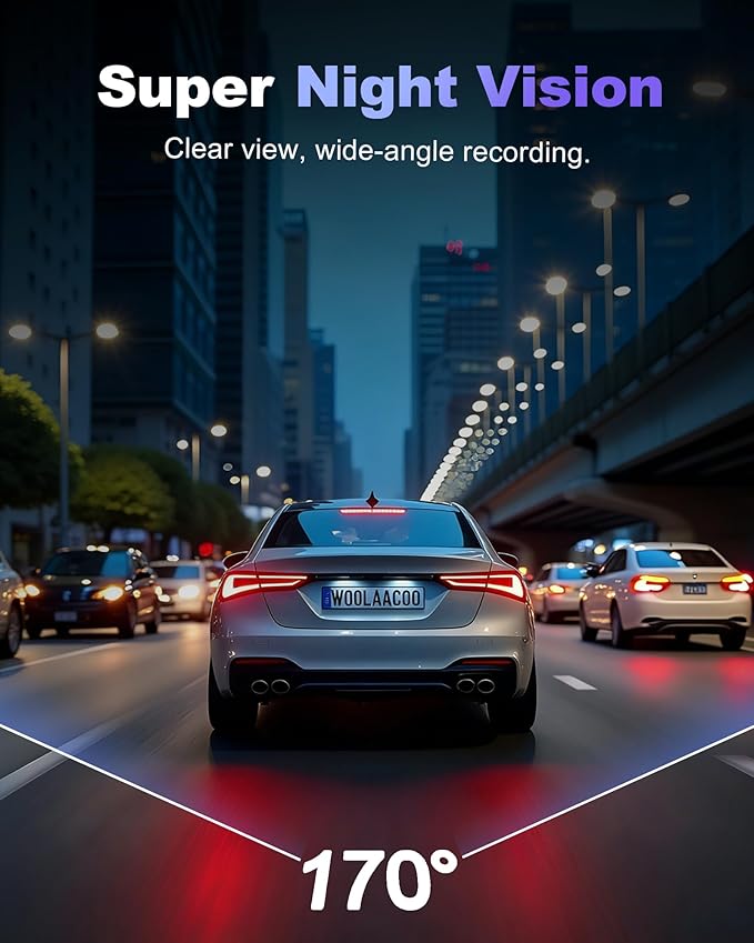 Dash Cam Front and Rear 4K+1080P, Dual Dash Cam with 64GB Card, 5GHz WiFi, App Control, G-Sensor Emergency Recording, Loop Recording, 24H Parking Mode Supports, Dash Camera for Cars