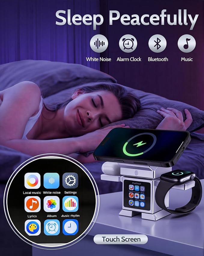 ModiTech 7 in 1 Wireless Charging Station for Apple - Qi2.2 Certified 25W Magnetic Magsafe Charger Stand for iPhone 17/16/15/14/13/12 - Apple Watch - Airpods Series, Silver with Adapter