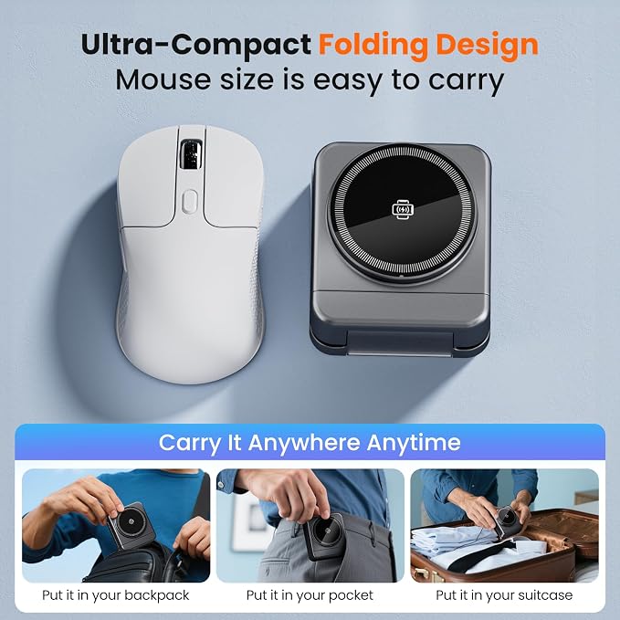 Wireless Charger 3 in 1, Foldable Charging Station for Apple Samsung Multi Devices Charging, Magnetic Charging Stand, Portable Travel Fast 15W Charger Station for iPhone, TWS, iWatch (Dark Gray)