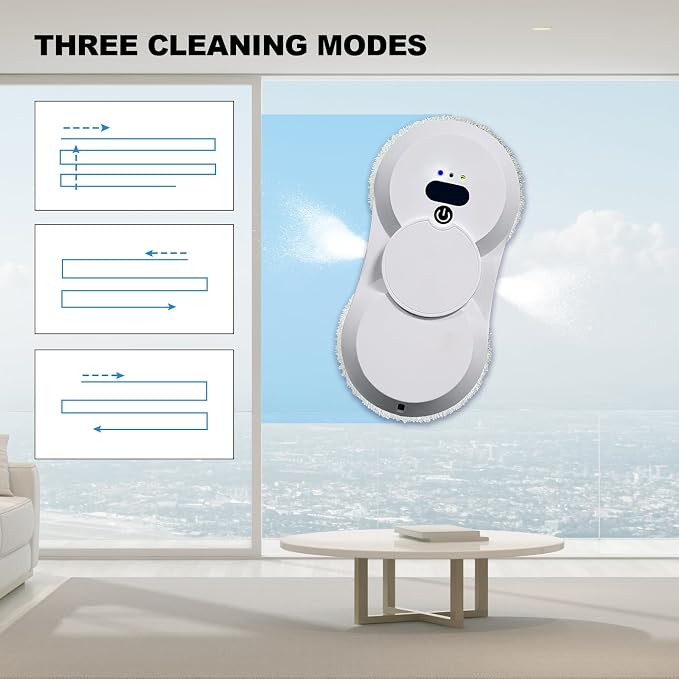 Window Cleaner Robot with Ultrasonic 5600PA Auto Water Glass Cleaning Automatic Smart Robot Cleaner, Remote Control Window Vacuum Cleaner (Two-Way)