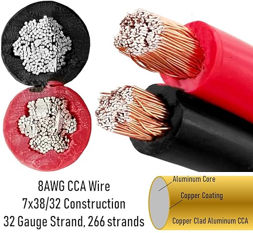 GS Power 100ft CCA 8 Gauge Wire Automotive, 50 ft Red & Black Bonded, 10 AWG 12v, Speaker Electrical Wire Low Voltage Primary for Car Stereo Audio Amplifier Trailer Harness Hookup Wiring DIY