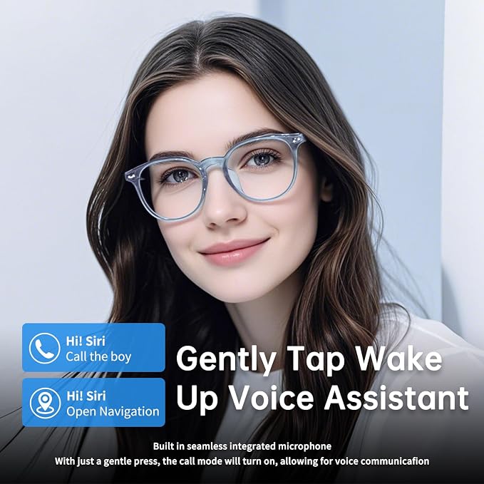 Smart Glasses for Women Men, Bluetooth Audio Glasses with Color-Changing Lenses, Open Ear Sound Speakers, Magnetic Charging, Voice Assistant, Music/Calls, Blue Light Glasses for Working Travel (Clear)