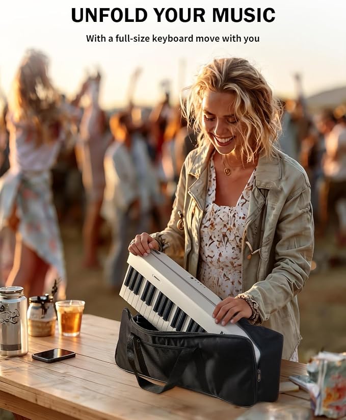 AiJoy 88-Key Portable Piano Keyboard with Semi-Weighted Keys Folding Piano, Built-in Speakers/MIDI, Long Battery Life Electric Keyboard Piano for Beginners