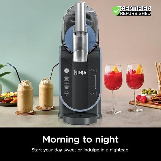 Ninja FS301 Professional Maker with RapidChill Technology, 88 oz Drink & Slushie Machine, 5 Preset Programs, Frozen Margaritas, Frappés, and More, Premium Accents, Black (Renewed)