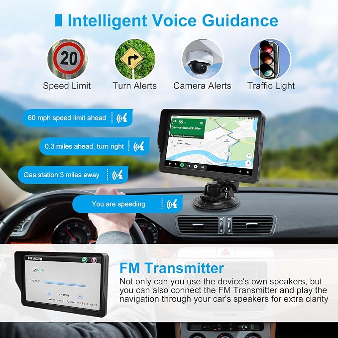 9" GPS Navigator for Car Truck RV, GPS Navigation System with 2026 Maps Free Lifetime Updates, Custom Truck Routing, Speed Camera Alerts, Day/Night Mode (Blue)