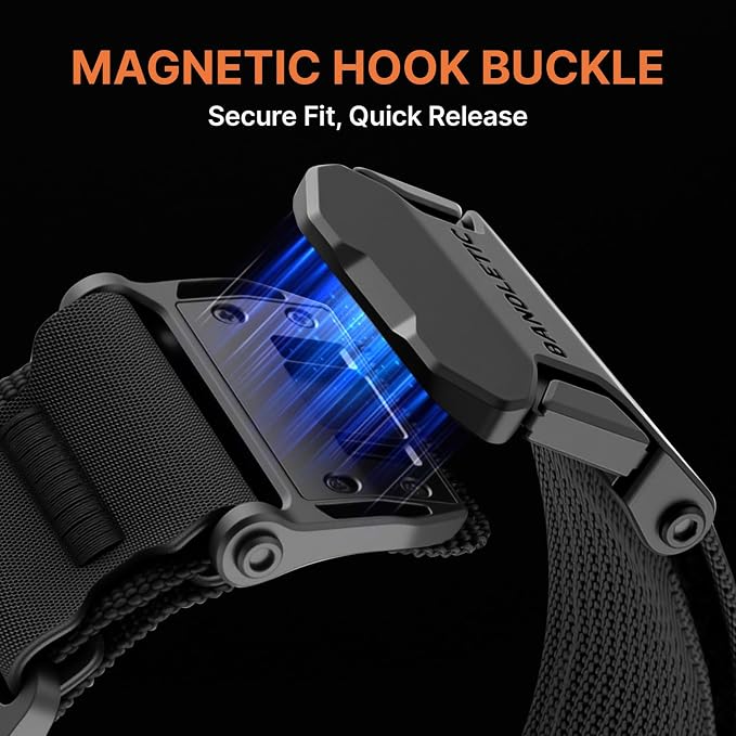 Bandletic Compatible with Garmin Instinct 2 Watch Band, 22mm Quick Fit Magnetic Nylon Soft Strap for Fenix E/8 47mm/7/6/5/Forerunner 970/965/955/Approach S70 47mm/Tactix & Quatix 8-47mm/Descent G2
