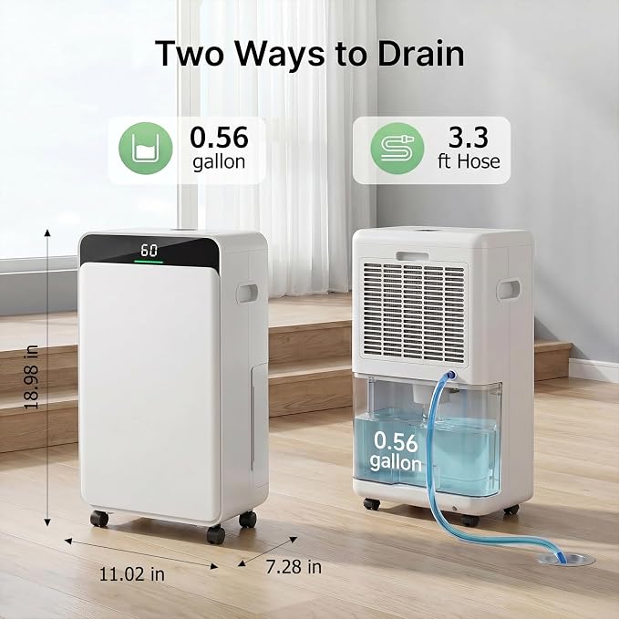 Ludatido 2026Upgraded Max 35 Pints Dehumidifier for Spaces up to 2,500 Sq.Ft at Home, in Basements and Large Rooms with Drain Hose and 0.56 Gallons Water Tank