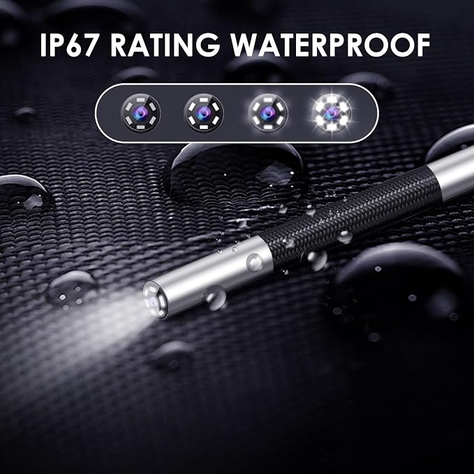 Two-Way Endoscope Camera with Light [360°Rotation],1080P HD,Borescope for iPhone IP67 Waterproof Automotive Engine Plumbing HVAC Inspection 6.2 mm Lens Industrial