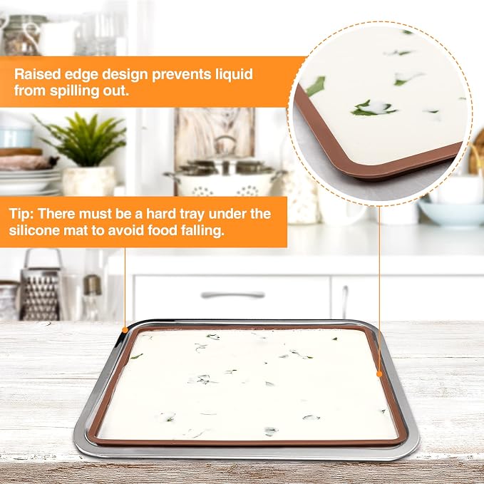 4 Silicone Dehydrator Mats & 6 Mesh Dehydrator Sheets, Reusable Non-stick Tray Liner with Edge, Compatible with Cosori CP267-FD for Fruits Meat Vegetables(Pack of 10)