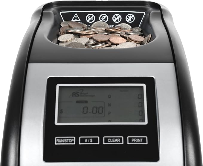 Royal Sovereign 4 Row Electric Coin Counter/Sorter with Patented Anti-Jam Technology & Digital Counting Display (FS-44N), Black