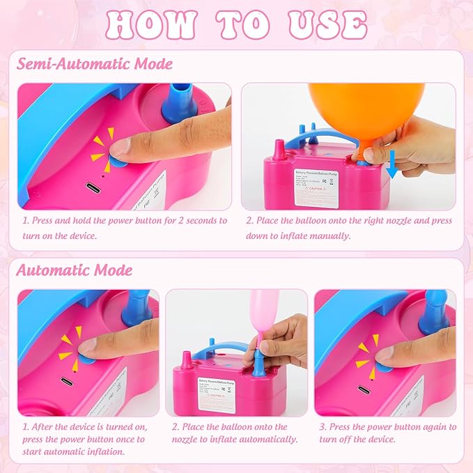 IDAODAN Electric Balloon Pump, Portable Electric Balloon Blower Machine Inflator Air Pump for Party Decorations