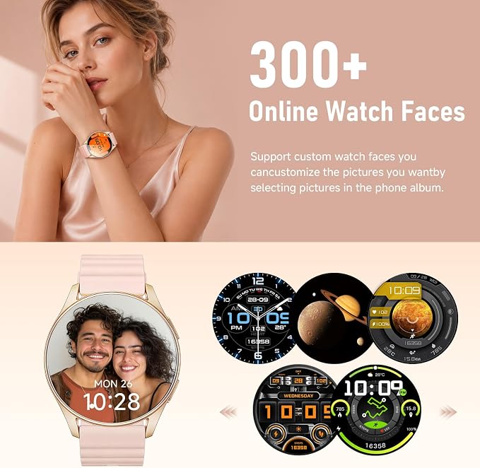 KPEP Smart Watches for Women Android/iPhone - GPS Fitness Tracker with Bluetooth Calls(Answer&Make), Heart Rate/SpO2 Monitor/Sleep/Waterproof/100+ Sports Model - Reloj Inteligente 30 Day+Battery Life