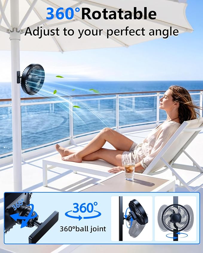 Magnetic Cruise Approved Fan, Portable Travel Fan 360 Degree Adjustable, 3 Speed, Rechargeable Cooling Fan for Cruise Ship Cabin, Golf Cart, GYM, Kitchen Refrigerator, Cruise Essentials 2026, Black