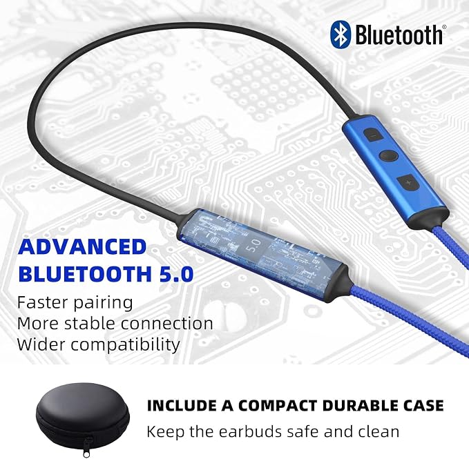 Ear Plugs Bluetooth Headphones for Work, Neckband Wireless Earbuds, Noise Reduction in-Ear Earphones with Mic and Controls, Waterproof Earbuds with 20 Hours Battery, for Industrial Safety