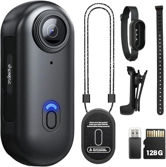 128G Body Camera, Thumb Size Cam,Wearable Camera with 360°Rotatable Clip & Magnetic Clip,150 Minutes for Recording,Take for Lecture,Traveling,Pet Walking,Outdoors Activities (1080P-B-128G)
