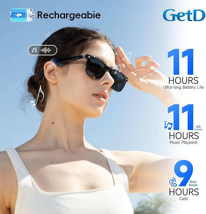 AI Glasses for Men & Women, Smart Glasses Powered by ChatGPT, AI Real-time Translation with 107 languages, 11H Music Play, Bluetooth Sunglasses with Polarized Lens, UV Protection for Daily Use, Travel