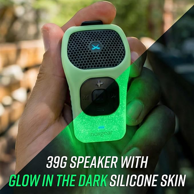 noxgear 39g Wearable Bluetooth Speaker, Magnetic Mini Clip-On EDC Gear, Waterproof Up to 15 Hours Playtime | Clip On Speaker, Wearable Speaker with Microphone, 100ft Range (Color: Glow)