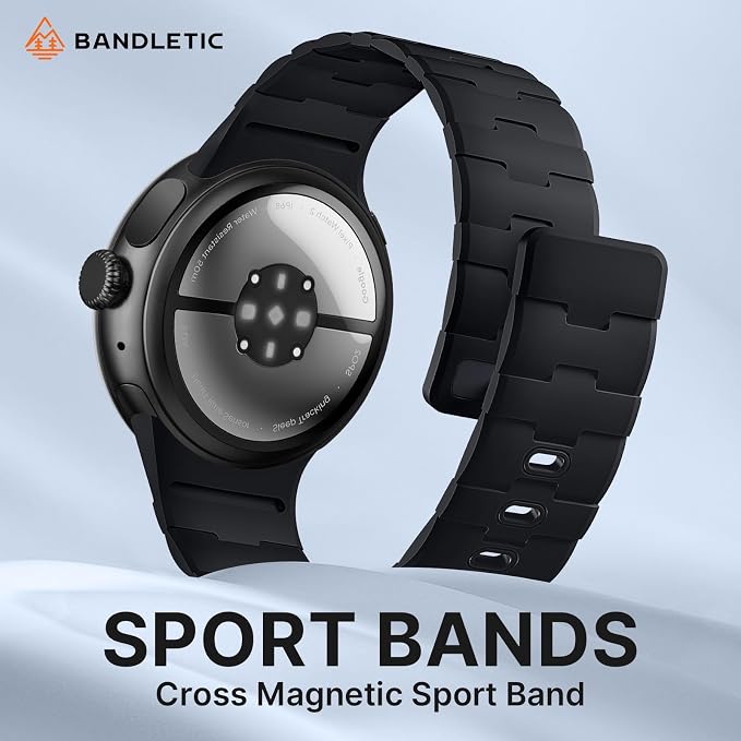 Bandletic Magnetic Silicone Bands Compatible with Google Pixel Watch 4/3 45mm Band for Women and Men, Rugged Soft Sport Strap Replacement Wristband