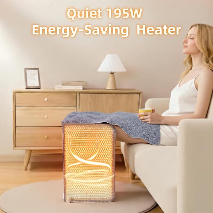 Under Desk Heater, 195W Energy-Saving Foot Warmer with Heating Pad for Feet, Electric Foot Warmer Under Desk 5 Heat Levels, 2 to 8H Timer Quiet Fanless Foot Heater for Office Home Dorm Chochoyah