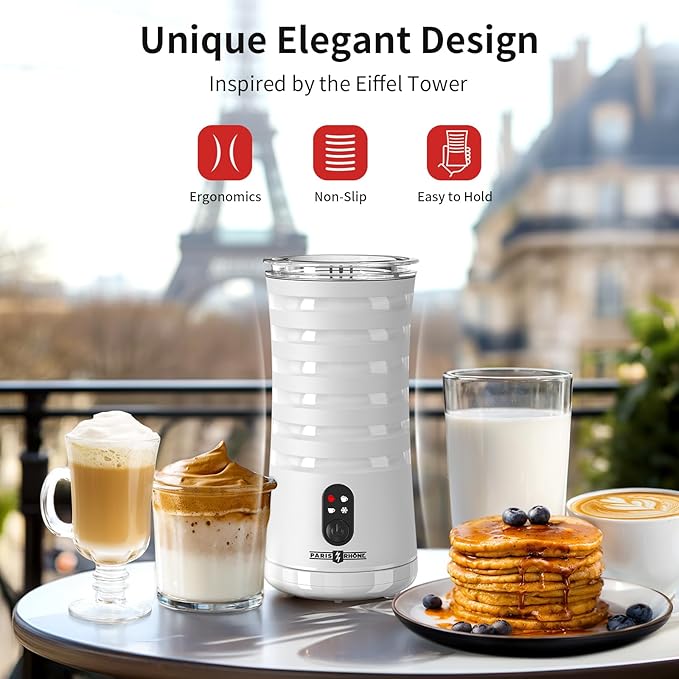 Electric Milk Steamer and Frother, Hot & Cold Foam Milk Warmer with Temperature Control, Auto Shut-Off Frothers for Coffee, Latte, Cappuccino, Macchiato