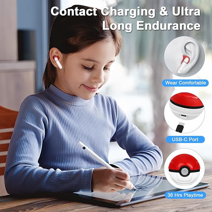 2 Pack Wireless Earbuds for Kids,Comfortable Wireless Earphones Fit Ergonomic Design Ball Shape Ear Buds with Mic for Android iOS Cell Phone Computer Laptop