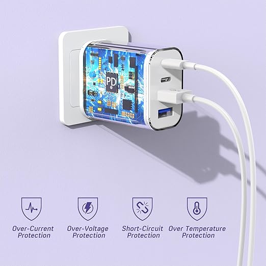 USB Fast Charging Block, 4-Port 40W Charge Adapter for iPhone Dual USB C Charger, Multiport Type C Fast Charger for iPhone 17/17 Air/16e/16 Pro/16 Pro Max/15/14/13/12,iPad Pro/iPad Air, iPad mini,iPad