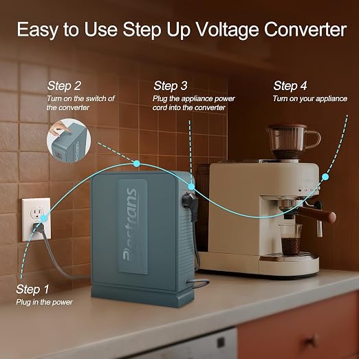 2000W Step Up Transformer 110v to 220v Converter, Heavy Duty Voltage Converter 110v-120v to 220v-240v with Dual Outlets, Overload Protection & Ultra-Quiet for Home Appliances,Grey Green