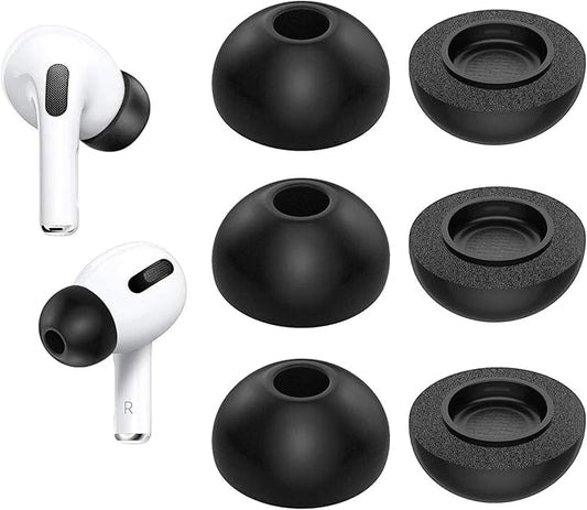 Memory Foam Ear Tips for Apple AirPods Pro Generation 1 and AirPods Pro 2, Replacement Foam Ear Tips, Better Noise Cancellation, 3 Pairs for Airpods Pro, Reduce Noise Earbuds (Large)